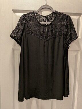Lacy Black Stretchy Vintage Style Blouse Business Casual Boho Cottagecore